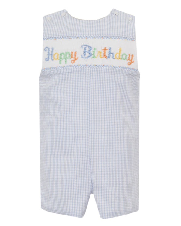 Happy Birthday Jon Jon - Lt. Blue Seersucker Gingham