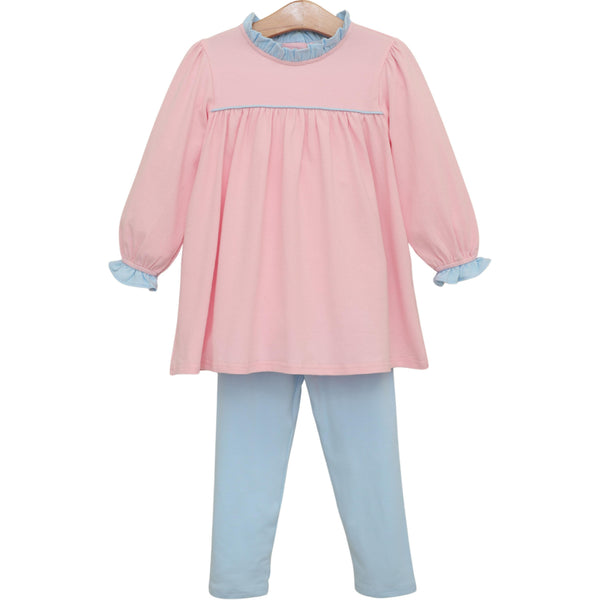 Annie Pants Set- Light Pink/Light Blue