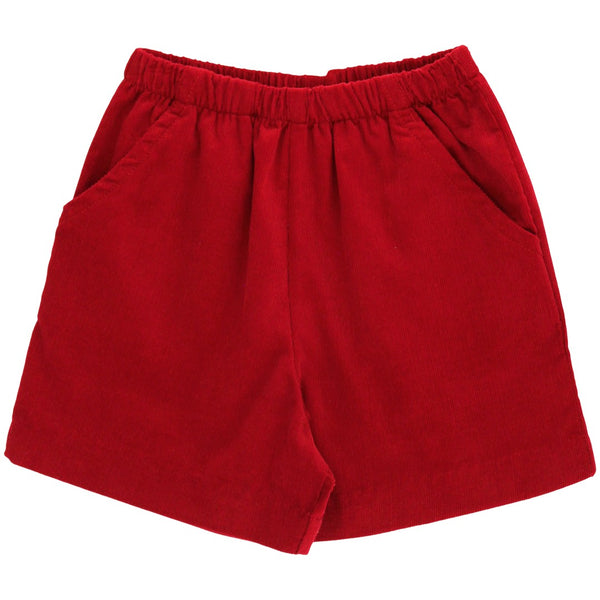 Red Corduroy- Elastic Waist Short