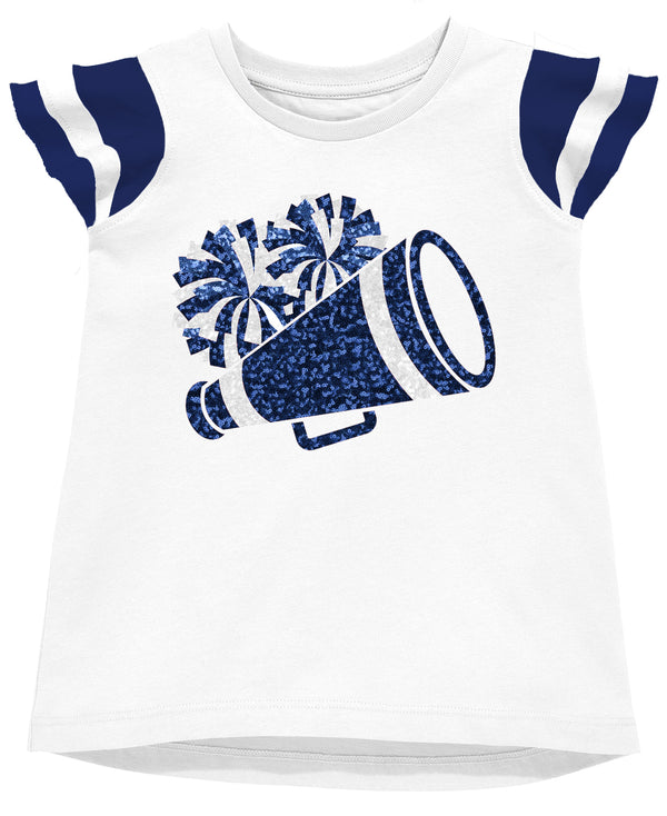 Shimmer Ruffle Sequin Cheer Top- Navy
