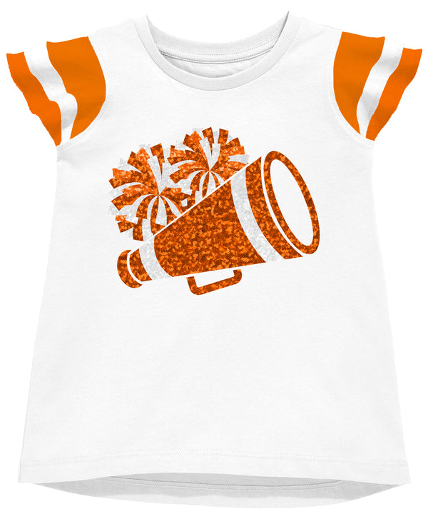 Shimmer Ruffle Sequin Cheer Top- Orange
