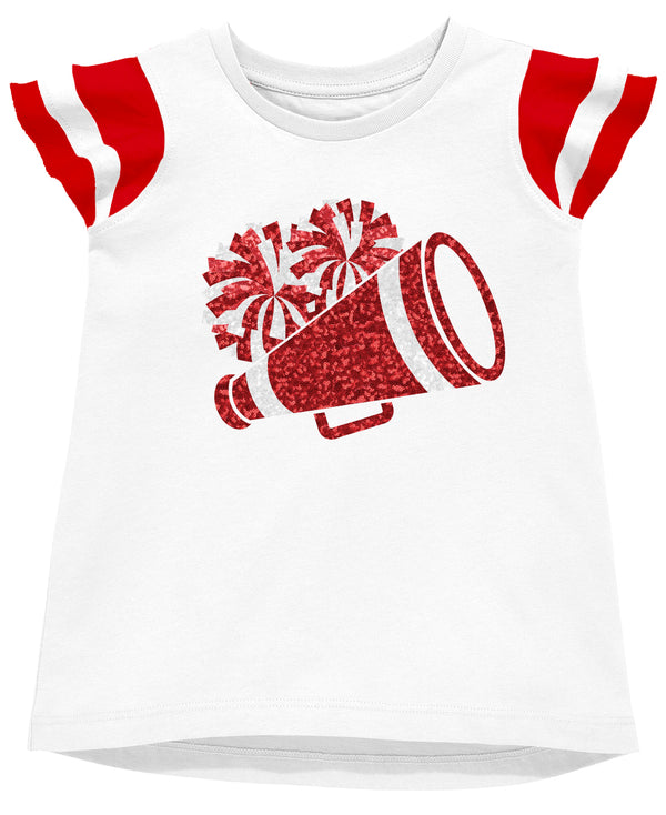 Shimmer Ruffle Sequin Cheer Top- Red