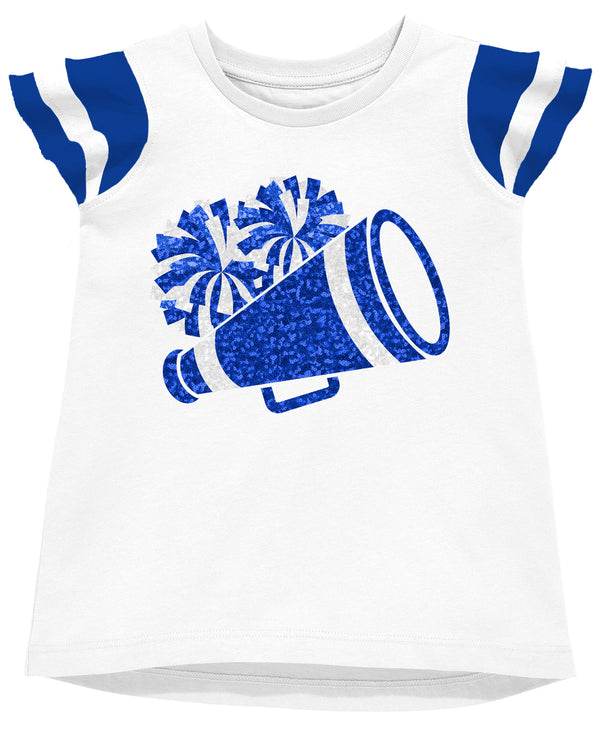 Shimmer Ruffle Sequin Cheer Top- Royal