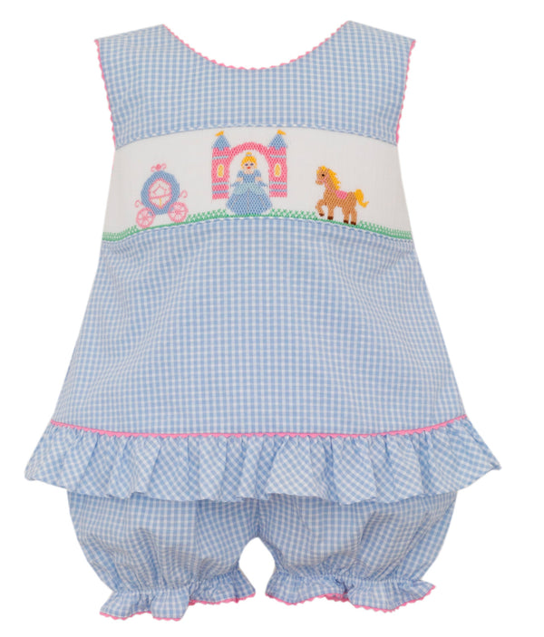 Princess Bloomer Set W/ Bow- Blue Check