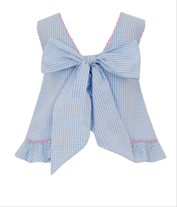 Princess Bloomer Set W/ Bow- Blue Check