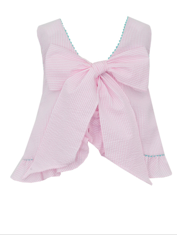 Castle Beach Bloomer Set- Pink Seersucker Stripe