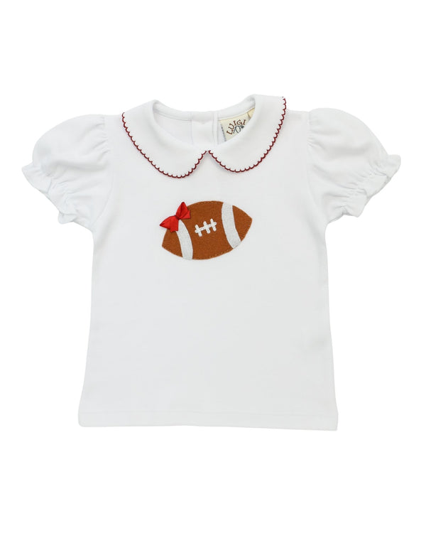 Football W/ Bow Peter Pan Blouse- Burgundy