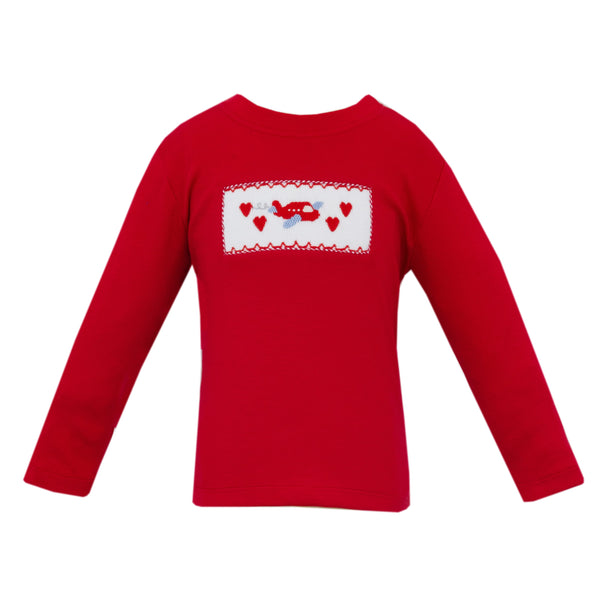 Valentine Planes Knit T-Shirt- Red