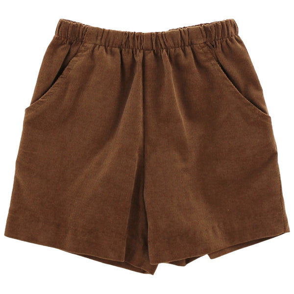 Chocolate Brown Corduroy- Elastic Waist Short