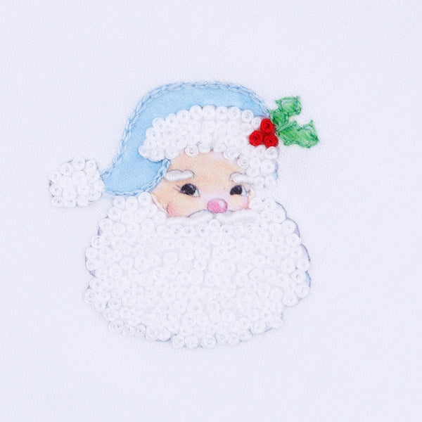 Santa Baby Emb Baby's First Christmas Footie- Light Blue