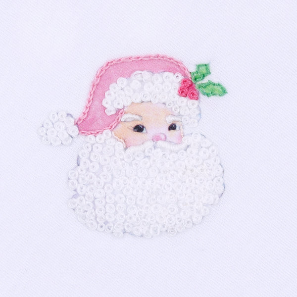 Santa Baby Emb Baby's First Christmas Ruffle Footie- Pink