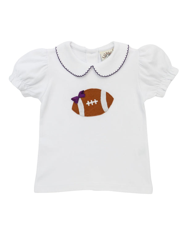 Football W/ Bow Peter Pan Blouse- Purple
