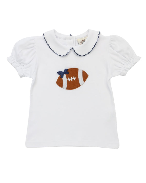 Football W/ Bow Peter Pan Blouse- Dark Royal