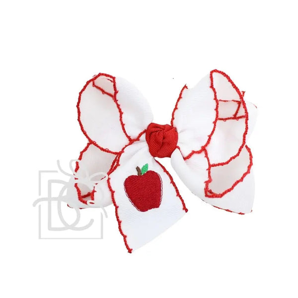 Embroidered Apple Hair Bow (4.5")