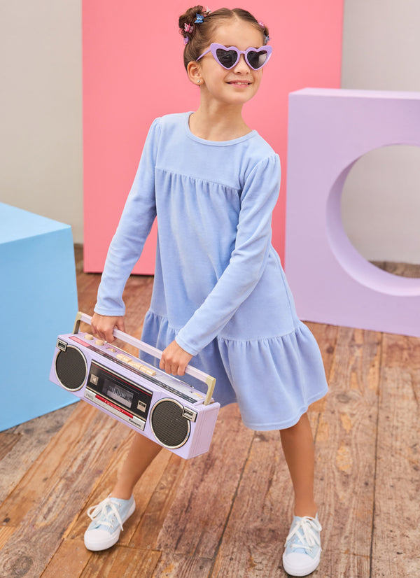 Lisle Dress- Periwinkle Velour