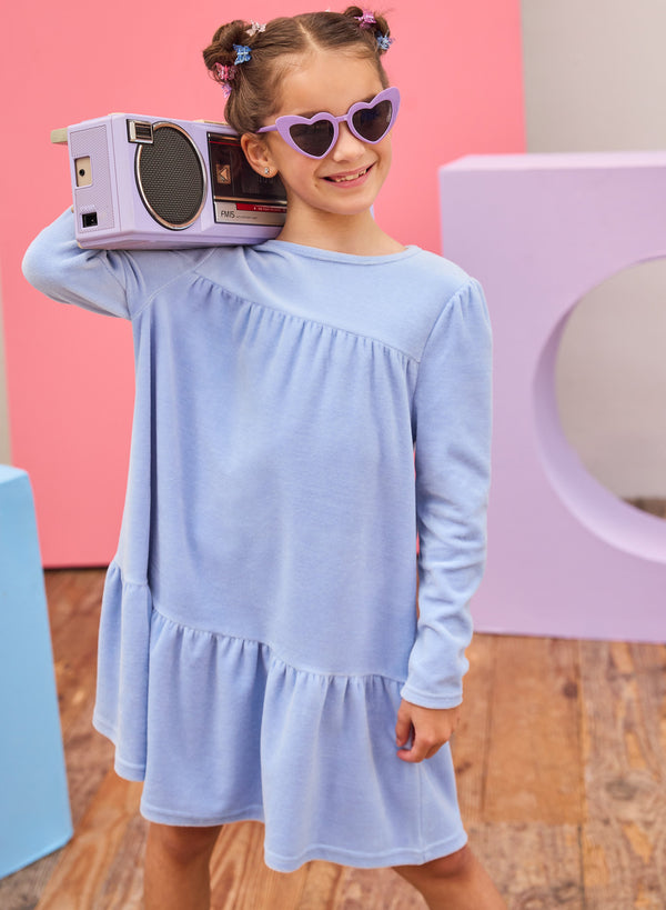 Lisle Dress- Periwinkle Velour