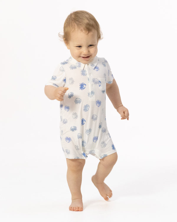 Blue Crabs Polo Romper