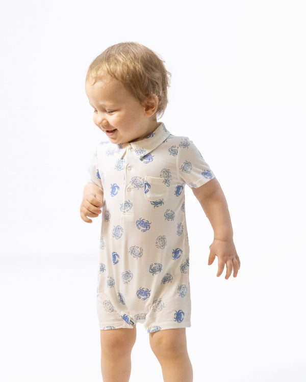 Blue Crabs Polo Romper