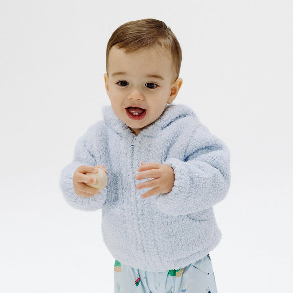 Chenille Hooded Jacket- Light Blue