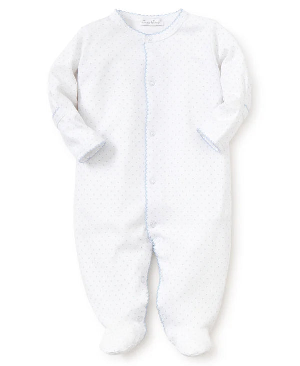 Kissy Dots Print Footie- White/Lt. Blue