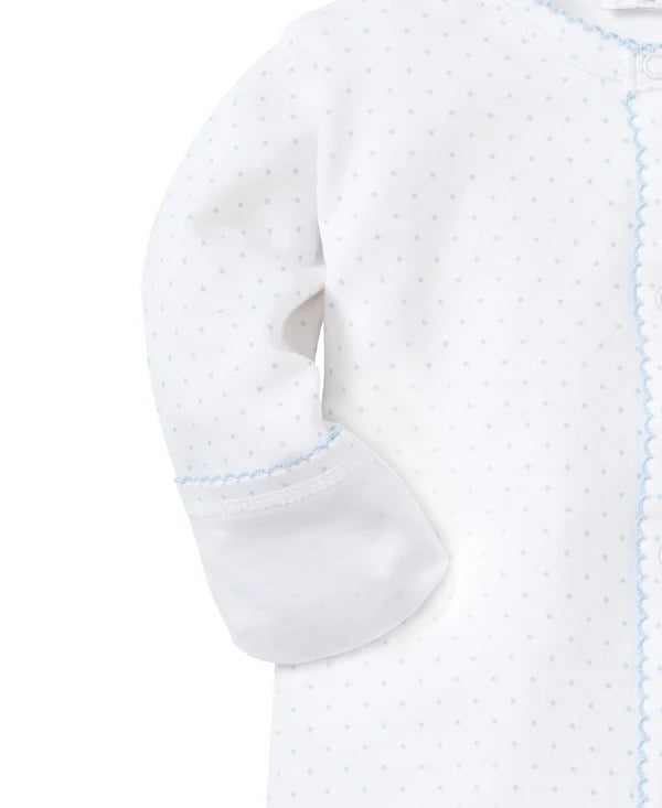 Kissy Dots Print Footie- White/Lt. Blue
