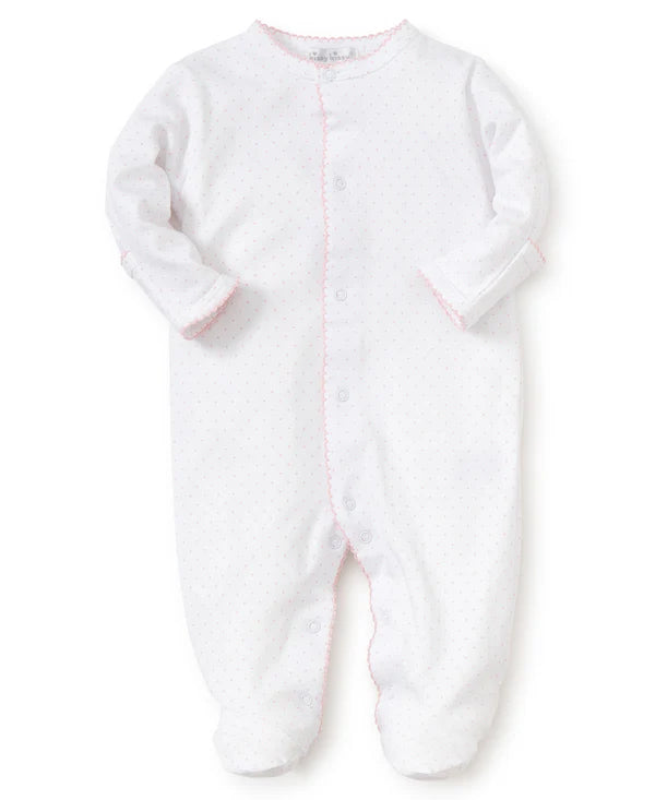 Kissy Dots Print Footie- White/Pink