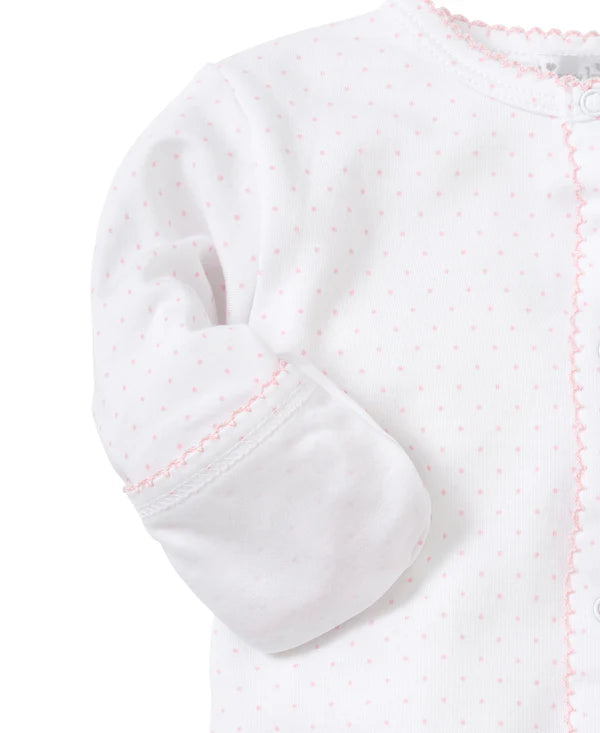 Kissy Dots Print Footie- White/Pink