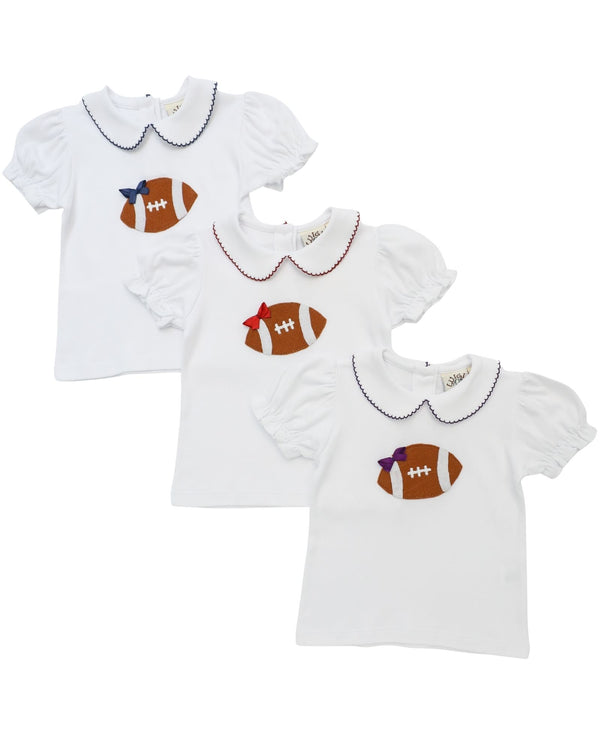 Football W/ Bow Peter Pan Blouse- Dark Royal