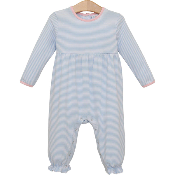 Sadie Romper- Light Blue Stripe/Light Pink