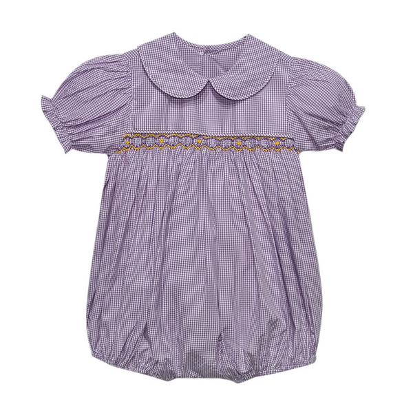 Tiger Purple/Gold Smocked Ruffle Bubble