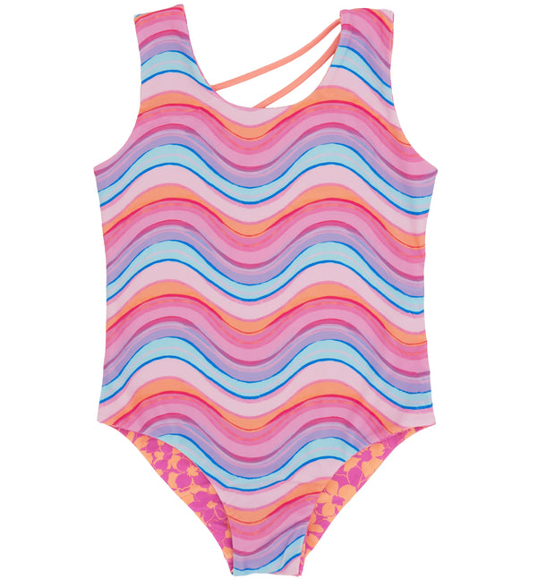 Summer Sun Reversible One-Piece- Flower Power/Sunset Haze
