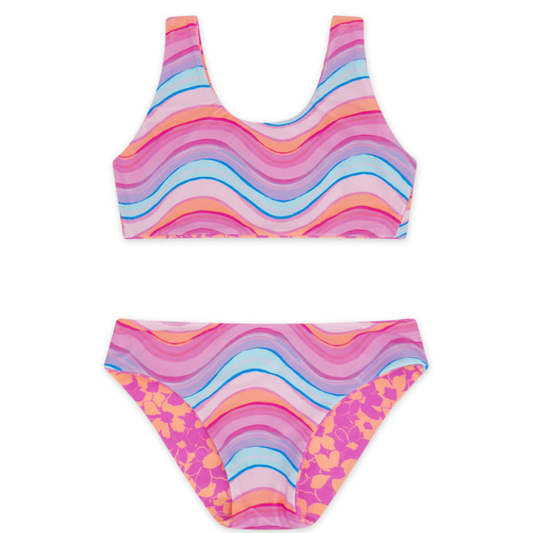 Island Hopper Reversible Bikini- Flower Power/Sunset Haze