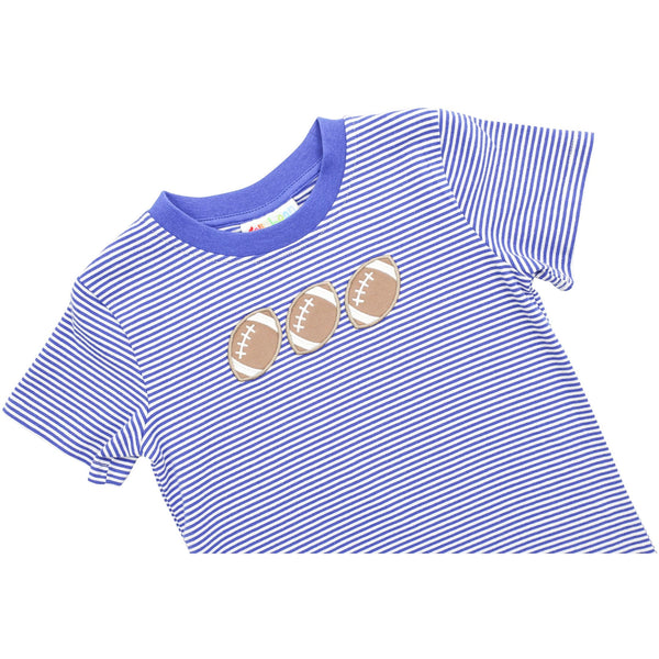 Football Trio Shirt- Royal Blue Stripe