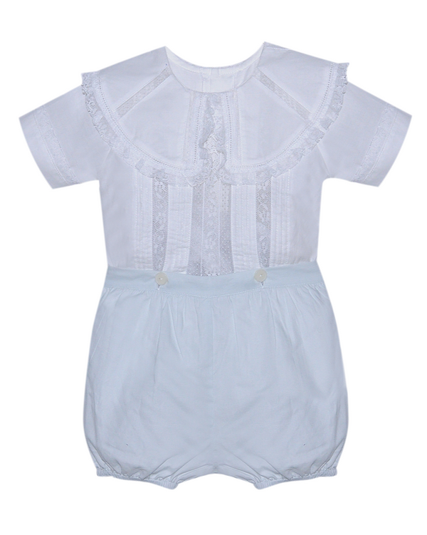 James Button on Suit- White/Blue