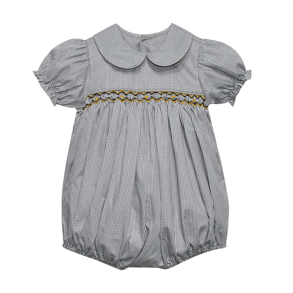 Black/Gold Smocked Ruffle Bubble