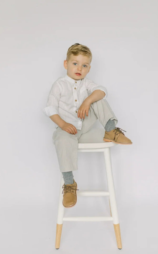 Tyler Leather Lace Up Shoe- Nubuck Khaki