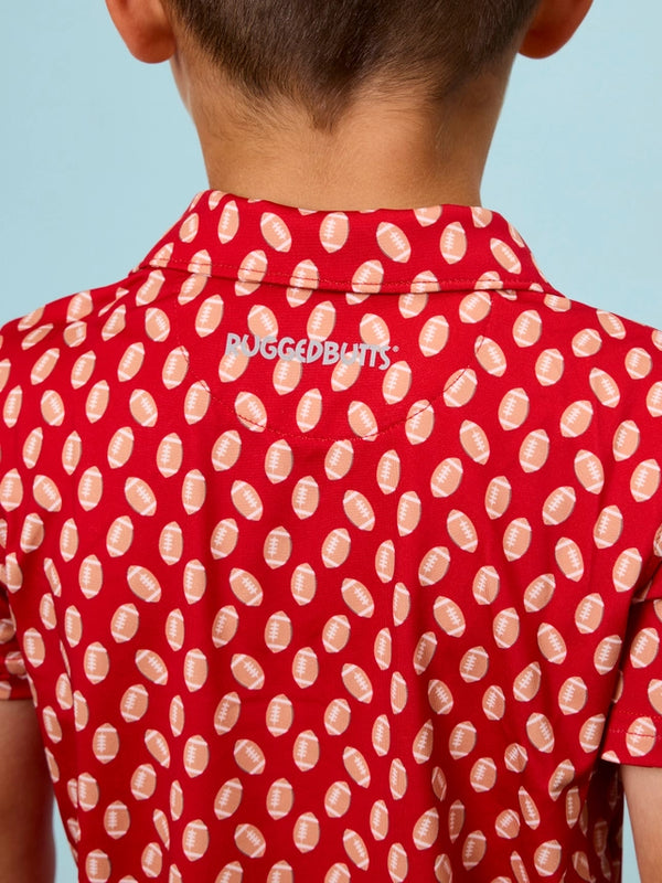 Varsity Red Football Frenzy Performance Polo