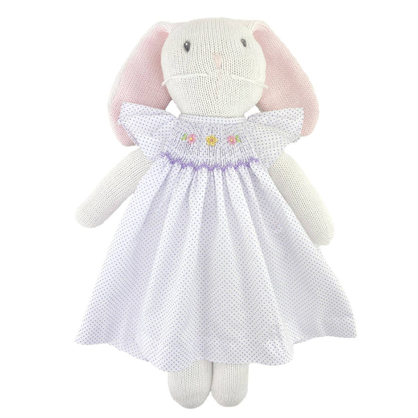 Knit Bunny Doll with Lavender Dot Dress: