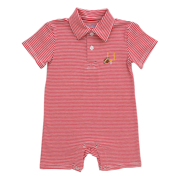 Game Day Polo Romper- Red