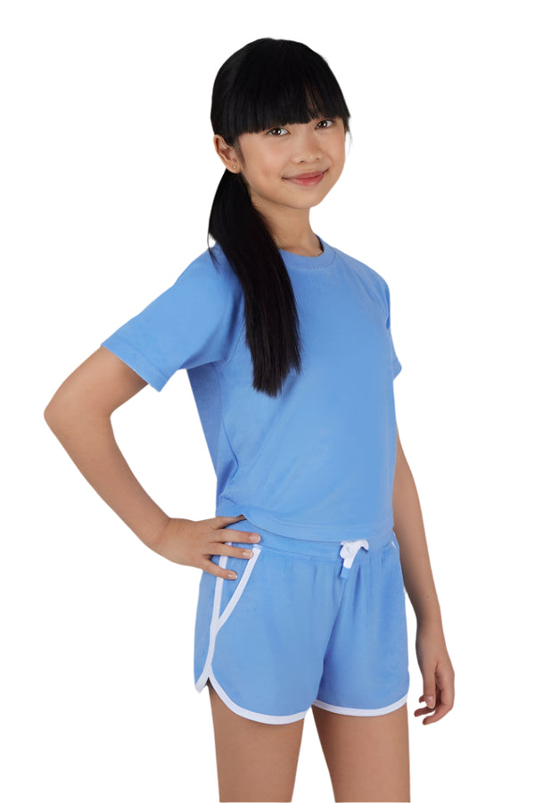 Girls Towel Terry Raglan Short Set- Marina