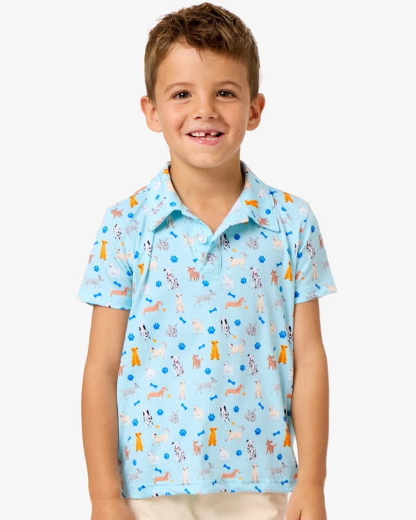 Performance Knit Polo- Tiny Puppy Playtime