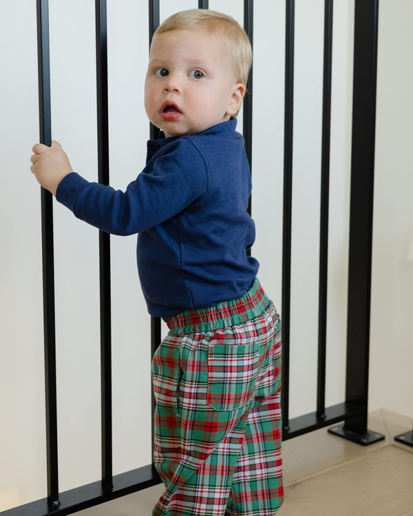Charlie Pull On Pant- Christmas Plaid