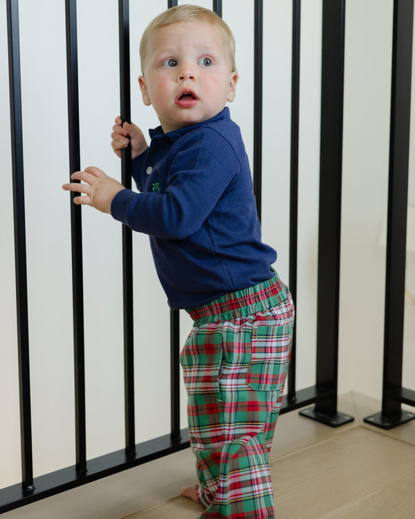 Charlie Pull On Pant- Christmas Plaid