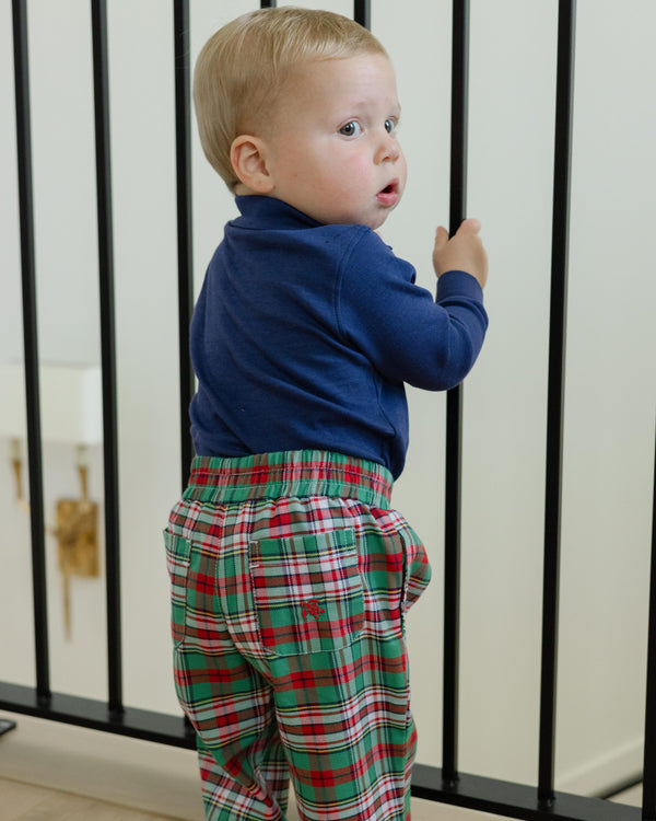 Charlie Pull On Pant- Christmas Plaid