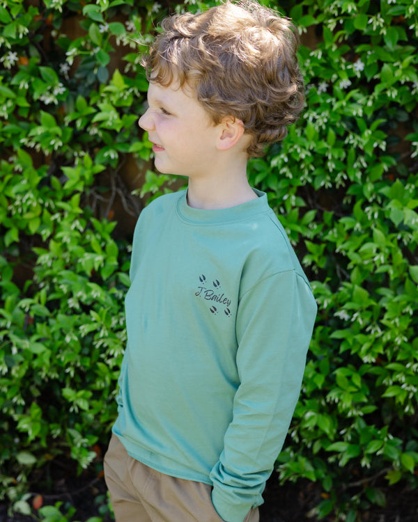 L/S Logo Tee- Buck on Sage