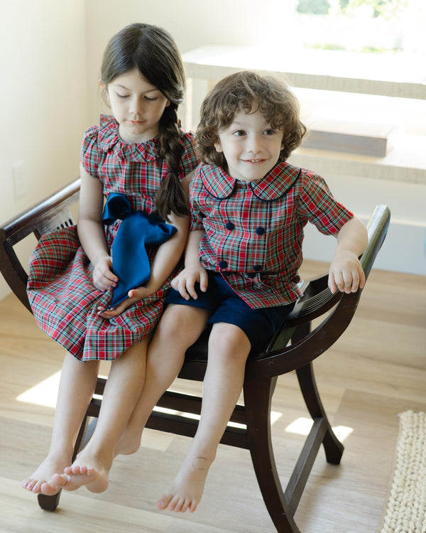 Tartan W/ Navy Cord-Dressy Short Set