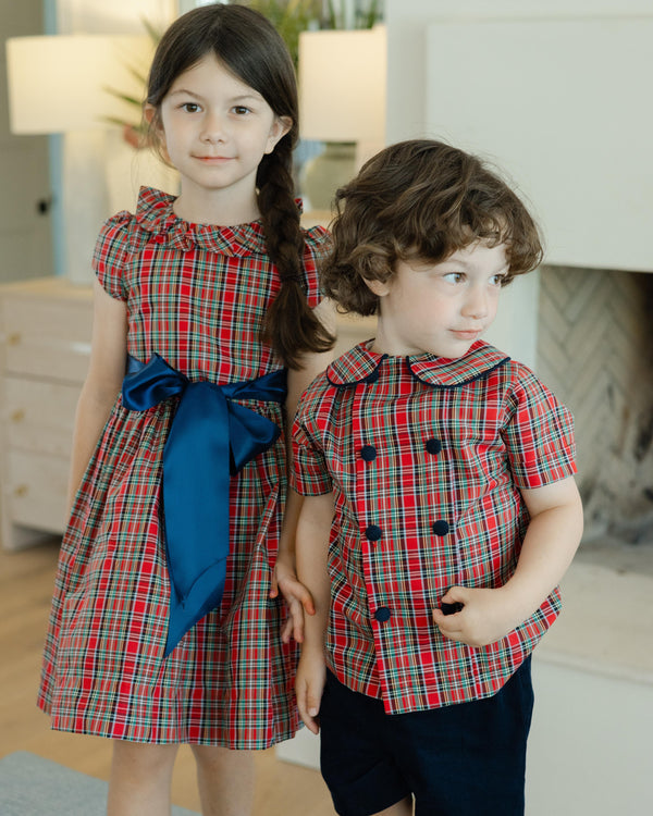 Tartan W/ Navy Cord- Dress