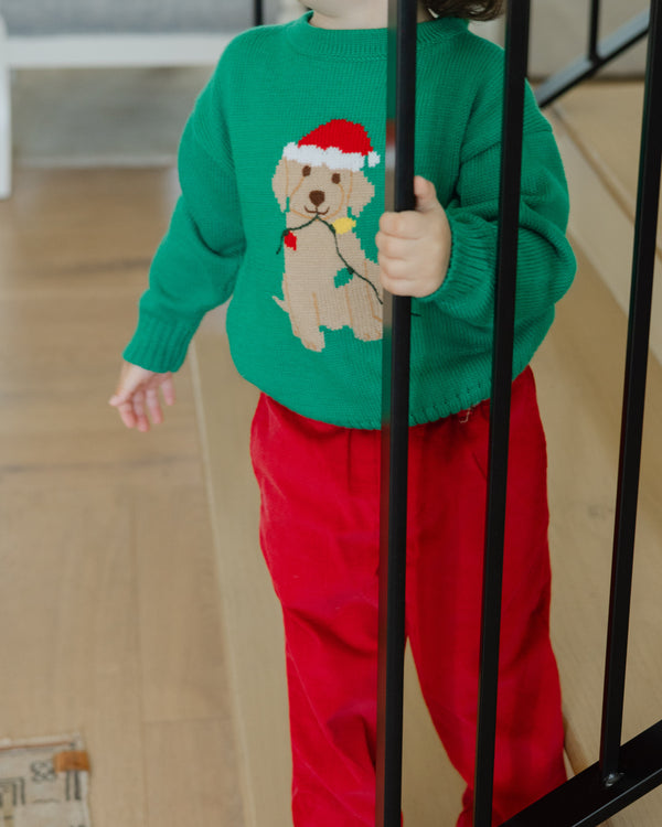 Crew Neck Sweater- Christmas Lab/Kelly