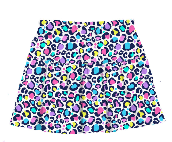 Bright Leopard Gathered Skort