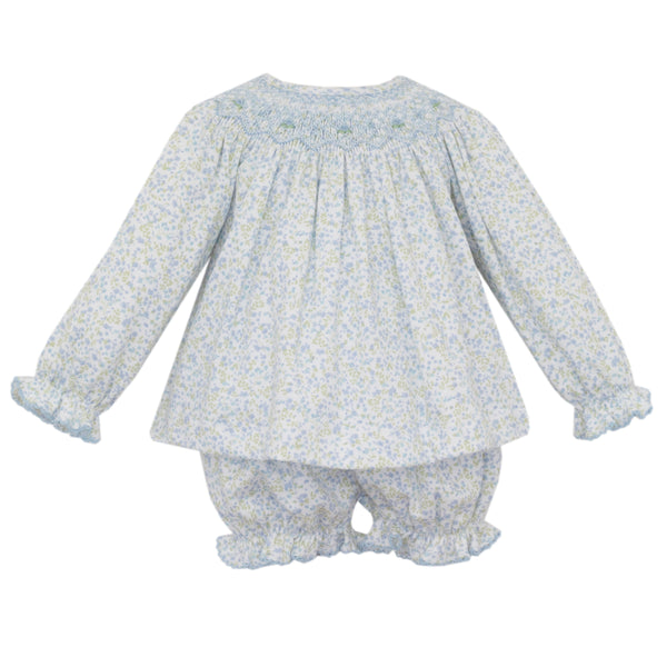 Caroline Knit Bishop Bloomer Set- Tiny Blue Floral